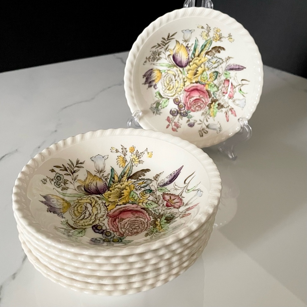 SET of 8 Dessert Berry Bowls - Garden Bouquet by Johnson Brothers